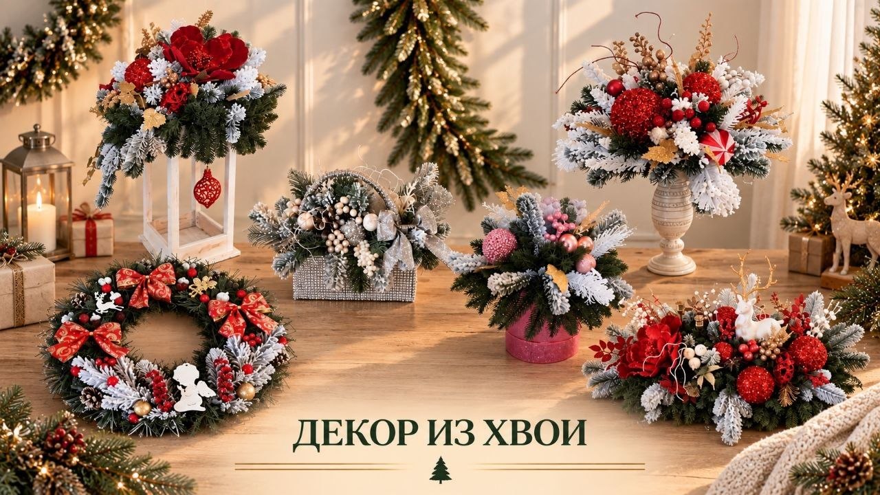 Декор из хвои